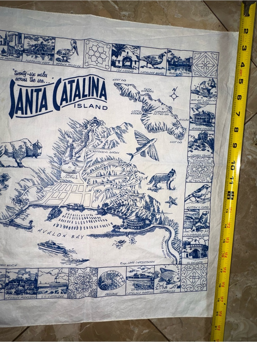 Santa Catalina Island Blue Map Bandana, vintage fun souvenir